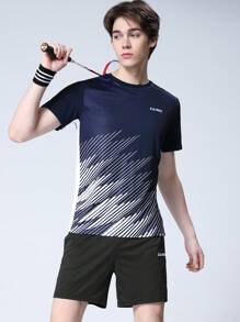 CAMEL CROWN Ropa deportiva para hombres, traje de bádminton, ropa de entrenamiento, camiseta de secado rápido, pantalones cortos, ropa de tenis, tops de tenis de mesa, para verano