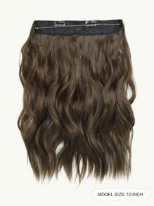 12inch Hair Extension Wavy Clip In Hair Extensions Invisible Wire Chestnut Brown Synthetic Hair Pieces For Women Daily Wear - Linen Brown - View 3