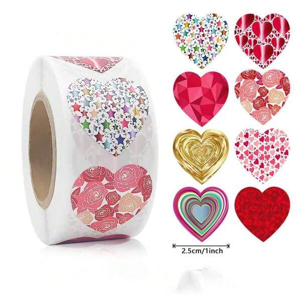 500 pezzi adesivi a forma di cuore per decorazioni, regali, etichette, cancelleria