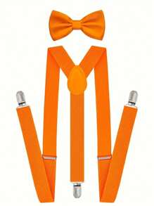 Men's Suspender & Bow Tie Set, Elastic Brace With Bow Tie Set, Suitable For Daily Wear, Weddings, Banquets, Parties, Suitable For Teens, Summer Casual Outdoor Athletic Or Vacation Travel Or Graduation Gifts Or Birthday Dress Accessories Or Daily Wear