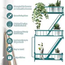 Fire Escape Wall Shelf - Rustic Wall Decorative Floating Shelves, Metal Display Shelves For Wall, Green (3-Tier)Room Decor - Green - View 9