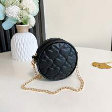 Girls' Embroidered Heart Shaped PU Leather Chain Shoulder Bag