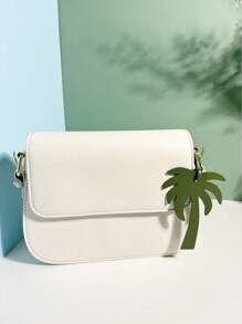 1pc Solid Color PU Coconut Tree Fashionable Minimalist Cute Car Key Chain, Backpack Shoulder Bag Handbag Accessory, Suitable For Couples, Students, Men, Women, Everyday, Date, Holiday, Travel, Gift For Girlfriend, Mom, Children