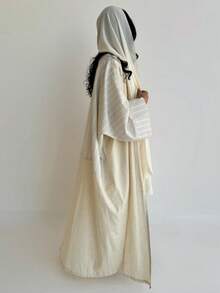 1 Piece Elegant And Classic Minimalist-Style Coat A Color-Block Design In A Bohemian Style – Suitable For All Seasons And Cultural Events. - Apricot - View 4