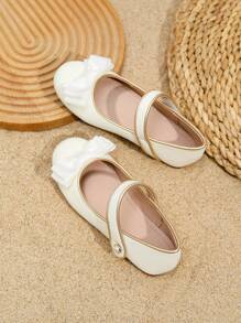 1 双女童休闲蝴蝶结装饰平底便鞋 - 白色 - 查看 2