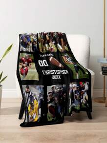 1pc Custom Flannel Photo Blanket For Bed, Sport, Soccer, Football, Multipurpose Living Room Sofa Outdoor Beach Camping Pet, Personalized Family/Pet/Couple Photo Printed Bedding Blanket, Personalized Christmas Gifts, Mother's Day/Father's Day Gift, Family Gift, Birthday Gifts, Gift For Friend, Gift For Her, Gift For Mom/Dad - Style 2 - View 3