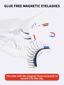 1 对睫毛自然外观，可重复使用磁性睫毛，带涂抹器，自然卷曲外观，可重复使用。适合女性日常约会，无需胶水磁性睫毛磁性睫毛套装，易于佩戴