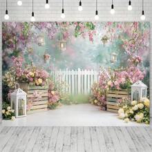 1 件梦幻花园涤纶背景 - 抽象花卉设计，适合乔迁、周年纪念和一般庆祝活动，无需电源，非常适合肖像和蛋糕摄影 - 1個 - 查看 3