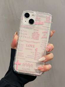 1pc Inflatable Pink Letter & Graphics All-Inclusive TPU Shockproof Phone Case, Compatible With Iphone 16, 15, 14, 13, 12, 11 Pro Max And Series - Multicolor - View 3