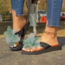 Sandalias de plataforma de espuma con diseño de flores, nuevos zuecos de primavera/verano en color verde