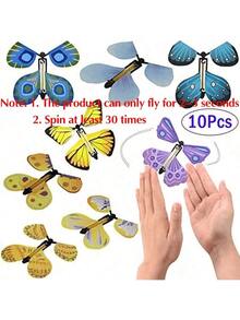 Random Color Magic Flying Butterfly Rubber Rubber Band Wind Up Toy Exquisite Bookmarks Gift Party Surprises Wedding Decorations - Multicolor - View 8