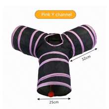 Túnel plegable para gatos, túnel para gatos de interior, túnel de juego para gatos, juguete interactivo tipo laberinto, casa de juegos para gatos, gatitos, cachorros, conejos (rosa y negro)