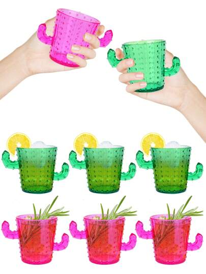 6/12pcs Set Plastic Cactus Shot Glasses, 2oz Shooter Cups, Fun & Cute Novelty Set Suitable For Bachelorette Party, Western/Tequila Theme, Carnival Themed Parties, Dishwasher Friendly