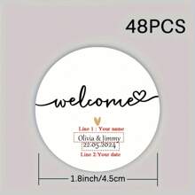 45/90pcs Customizable Wedding Engagement Thank You Gift Tags, Artistic Paper Stickers, Black & White, For Gift Packaging Decor