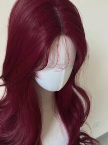 Chic Long Body Wave Synthetic U Part Lace Wig For Women - Adjustable Rose Net Cap, Perfect For Cosplay & Parties, 26 Inches, Available In Green & Pink Party(Excluding Accessories) - Burgundy - View 6