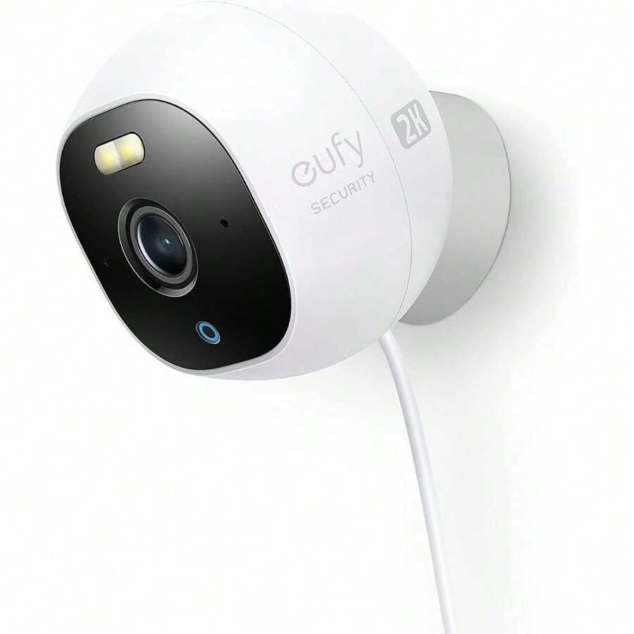 eufy Security Outdoor CAM E220, cámara de Seguridad para Exteriores Todo en con resolución 2K, Foco, visión Nocturna en Color, sin tarifas mensuales, cámara con Cable, IP67 Resistente a la - 1 - Ver 1