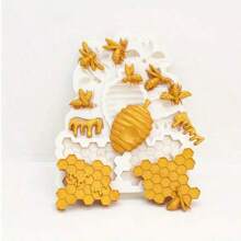 1 件蜂窝状硅胶模具，适用于 DIY 聚合物粘土模具 - 蜜蜂和蜂蜜设计 - 淺灰色 - 查看 5