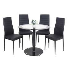 Glass Dining Table, Kitchen Round Black Tempered 90 Cm Dining Table, Living Room Furniture (Round Glass Table) - Black - View 8