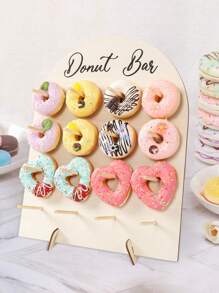 1 Bộ giá đỡ quầy bánh rán bằng gỗ 32*40cm, phù hợp để đựng 16 chiếc bánh rán, giá trưng bày thực phẩm, đạo cụ trang trí món tráng miệng tự làm, giá trang trí bánh, đồ trang trí bàn tiệc sinh nhật, tiệc cưới tiết lộ giới tính cho bé - Nhiều màu - Xem 6