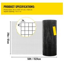 Hardware Cloth, 24"X50 Ft-48"X50 Ft And 1"X1" Grid Size, Galvanized Steel Vinyl Coated 16 Gauge Welding Wire Or Chicken Wire Fence, Comes With Cutting Pliers And A Pair Of Fabric Gloves, For Garden Fences And Pet Fences, Black - 24" X 50', 16-gauge Welding Wire - View 7