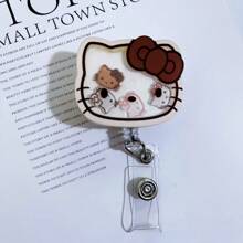 Sanrio 亚克力伸缩夹徽章夹，可爱 KT 猫医生和护士卷轴可伸缩 ID 徽章卷轴，适合学生、教师、办公室工作人员、学校用品礼物