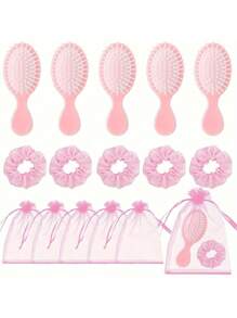 15 件发饰派对礼品套装 - 发刷、发圈和欧根纱包，适用于水疗、过夜、化妆主题活动 - 非常适合婚礼、新娘、单身派对庆祝活动 - 彩色 - 查看 4