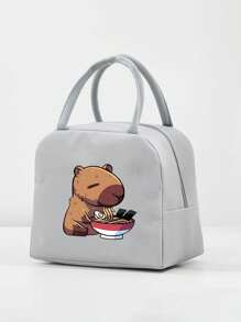 1 件时尚水纹保温午餐袋，便携式大容量午餐手提袋，防水轻便牛津布手提包，适合日常使用和户外野餐