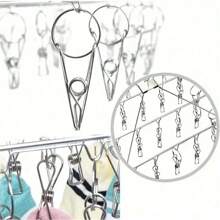 1pc Stainless Steel Clothing Hanger Clips, Multifunctional Anti-Wind Hooks For Skirts, Socks, Jeans, Pants, Dresses, Suitable For Home, Hotel, Dormitory, School, Clothing Store