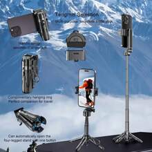 desiontal Palo selfie retráctil de 16 pulgadas con control remoto inalámbrico, soporte para trípode de teléfono inteligente con rotación de 360°, expansión con un solo botón, agarre estilo DSLR adecuado para muchos modelos de teléfonos celulares. Apto para conciertos, viajes, senderismo, transmisión en vivo. Compatible con iPhone y Android para vacaciones de verano, viajes, iluminación rellenada, actividades al aire libre, trípode para transmisión en vivo - Negro - Ver 8