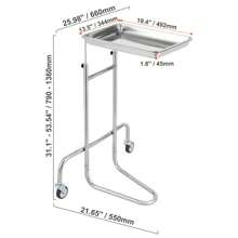 实验室和医疗实用推车 - 不锈钢和 ABS 选项，多层设计（2-4 层），静音和旋转轮，承重能力高达 400 磅，抽屉，可锁定轮子，非常适合实验室、诊所、医院、厨房、沙龙、牙科和美容使用 - Single Tray, 2 Silent Wheels, - 查看 10
