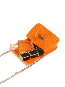 Fashionable PVC Silicone Rivet Studded Jelly Crossbody Bag - Orange - View 6