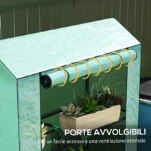 Outsunny 3-Tier Balcony Greenhouse For Vegetable Garden With Roll-Up Hinged Door And 8 Plastic Buckles, Garden Greenhouse In Steel And PE Anti-UV, For Plants, Flowers And Vegetables, 100x40x150 Cm, Green - Green - View 6