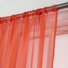 Set Of Two (2) Sheer Window Curtains Panels With Rod Pocket Drape Set Multiple Lengths (63", 84", 95", 108", 120" L) Solid Colors - Red - View 3