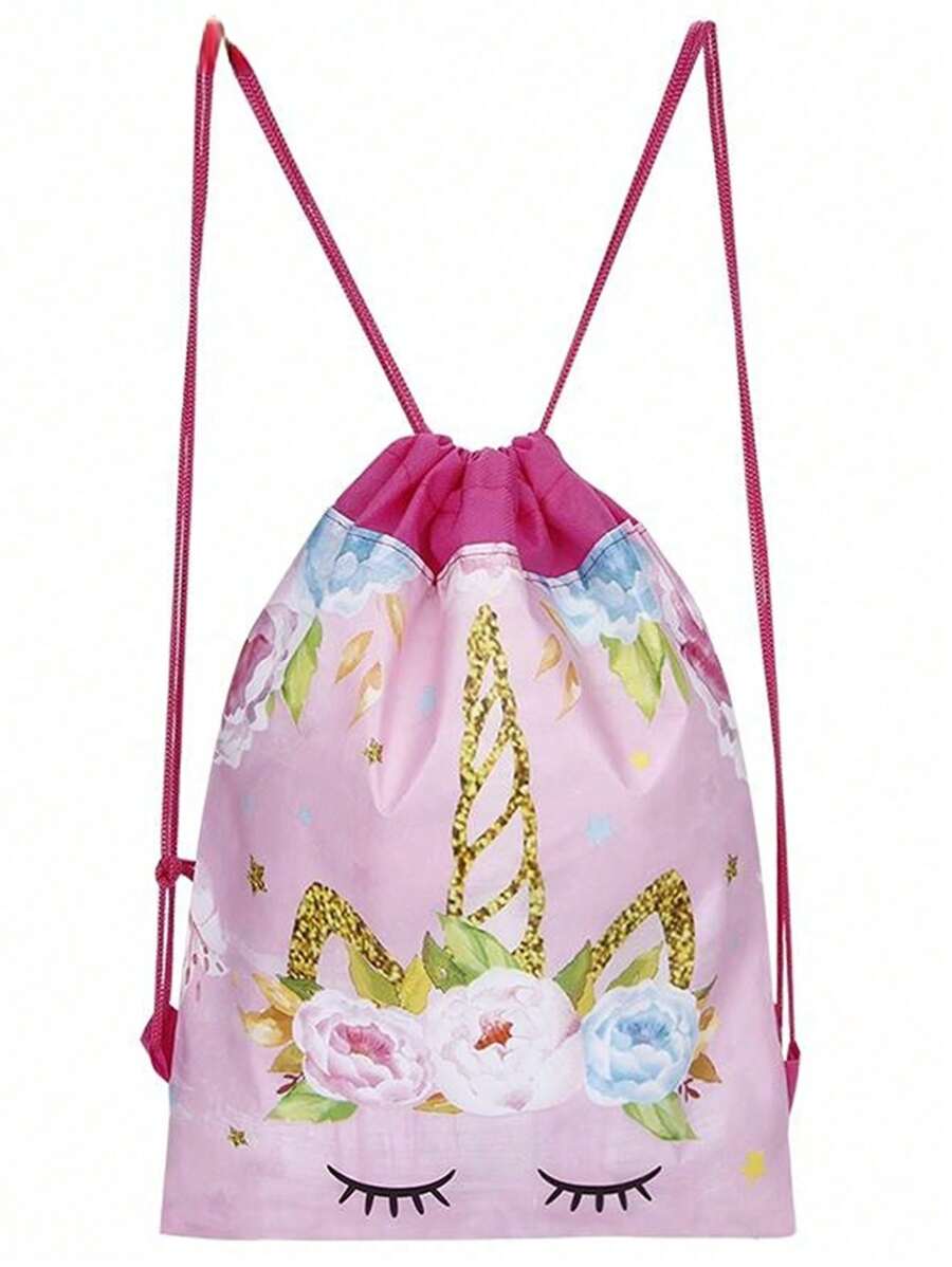 1 件女孩卡通图案背包，适合返校使用，户外收纳袋 - 粉色 - 查看 1