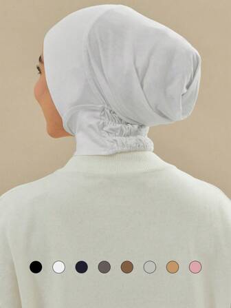 1pc/2pcs Women Soft Modal Elastic Neck Warmer Beanie, Convenient Headscarf Hijab Turban, Fashionable Solid Color Balaclava, Suitable For Daily Wear