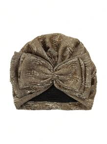 1pc Multi-Purpose Women Breathable Headscarf, Silky Bowknot Solid Color Headwrap Cap, Suitable For All Seasons, Hijab For Abaya - A - View 2