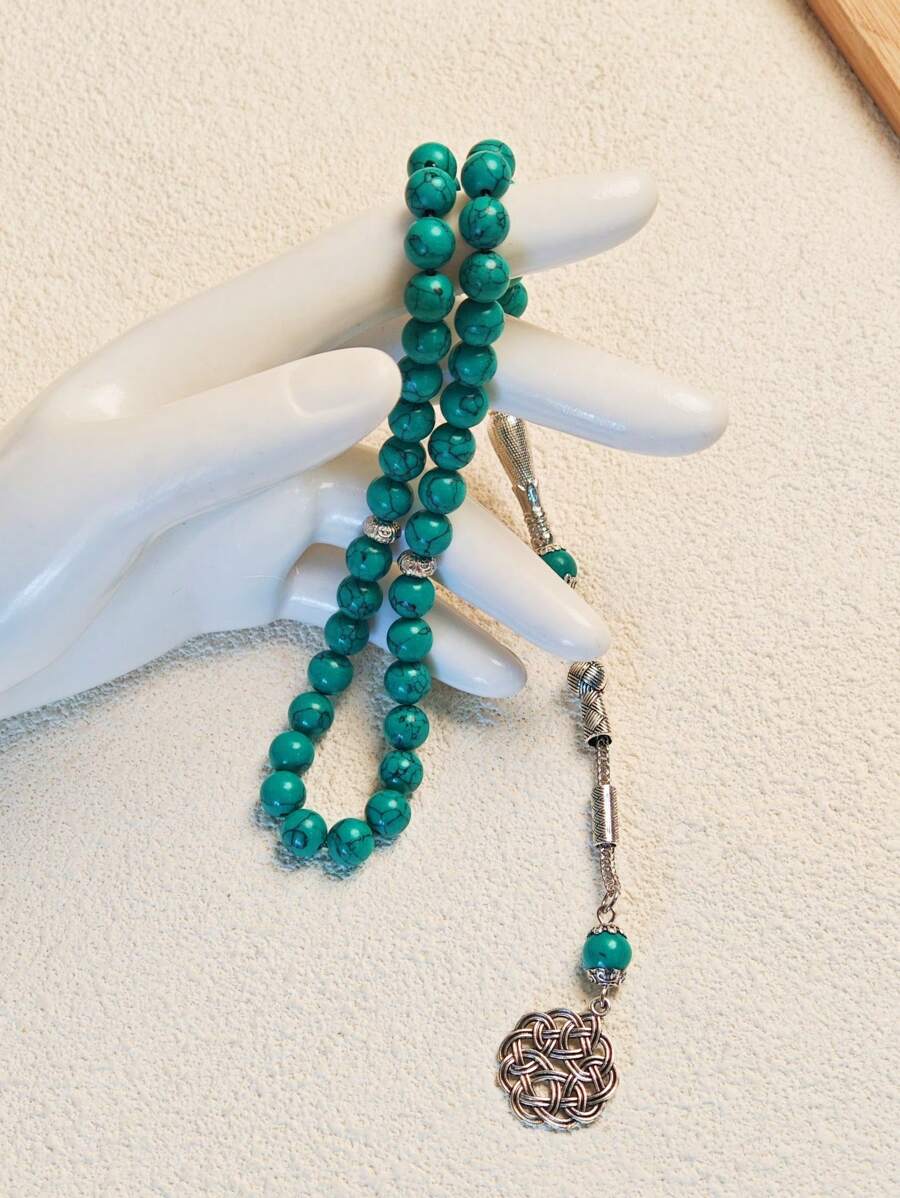 1pc Miniature Faux Turquoise Bead 45pcs Muslim Prayer Beads Bracelet For Men - Green - View 1