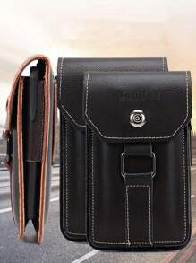 1pc Men's Simple Fashion Waist Bag, Leather Belt Hanging Fanny Pack, Pouch For Mobile Phone, Ideal For Walking, Cycling, And Gym Workouts - Multicolor - View 1