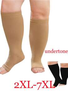 1 双加大码男女款露趾压缩腿套，春季新品 - 彩色 - 查看 23