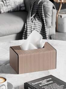 PU Leather Rectangular Tissue Box Lid - Tissue Box Holder, A Tissue Dispenser With A Remote Control Storage Rack. It Serves As A Tissue Box Organizer For Use On The Living Room Coffee Table Or Bedside Table In The Bedroom At Home.