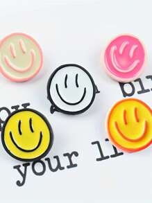 1pc Resin Happy Face Brooch Pin, Simple Geometric Round Cartoon Brooch Without Feather, Suitable For Scarf, Bag And Clothing, Creative Party Gift, Suitable For Wedding, Wedding Party, Birthday, Anniversary, Bachelor Party, Christmas, Halloween, Thanksgiving, New Year, Valentine's Day, Back To School Season Dress Accessories Pin For Clothes Bag Charm Office Accessories Shirts Jacket Jewelry Clothes Pin Funny Cute Teacher Gifts Costume Accessories Bag Charms - Multicolor - View 2
