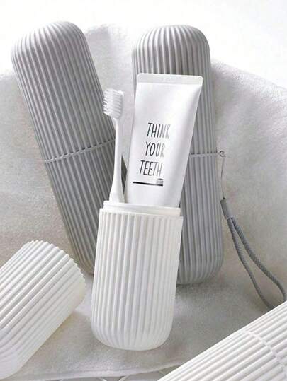 1/2 stuks draagbare reisbeker voor mondwater, opbergdoos voor tandenborstel en tandpasta, reis-/kampeertandenborstelbeker, reisset voor reiniging, reisbenodigdheden, strand- en vakantie-reisorganizer voor terug naar school, badkamerdecoratie voor thuis, herfstdecoratie voor terug naar school