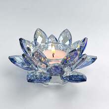 1Pc Crystal Lotus Flower Tealight Candle Holders/Glass Tea Light Candlestick Decor Decoration For Christmas Home Wedding Party - Multicolor - View 8