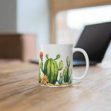 Cactus Mug, Cactus Design Mug, Succulent Mug, 11oz Ceramic Coffee Mug - Valentine's Day, Birthday,Woman's Day Gift, Easter Day Gift Idea For Dad Mom Friends Girlfriend Boyfriend - default - View 4