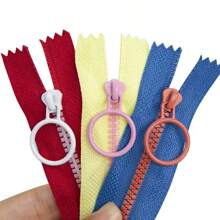 (10 piezas) Bolsa de bolígrafo de color pequeña con cremallera y bolsillo de mano 3# Cremallera de resina con cierre de cola auto-bloqueante y contraste de color - naranja (10 unidades) - Ver 4