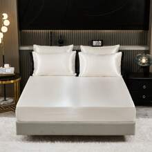 Satin Bed In A Bag 8 Pieces Queen Size Silk Like Black Comforter Set Luxury Silky Bedding Set Soft Lightweight Comforter Set Ruffle Sheet Set - 白色 - 查看 7