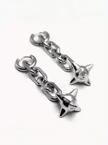 1 par de pendientes con caída de bolas de cadena de acero inoxidable, joyería unisex de estilo punk gótico