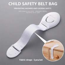 5/10packs Cabinet Locks, For Drawer, Fridge, Washing Machine, Dish Chair, Cupboard, Closet, Oven, Trash Can, No Adhesive Adjustable Multi-Purpose Lock Buckle, White