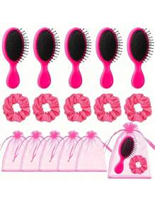 15 件发饰派对礼品套装 - 发刷、发圈和欧根纱包，适用于水疗、过夜、化妆主题活动 - 非常适合婚礼、新娘、单身派对庆祝活动 - 彩色 - 查看 9