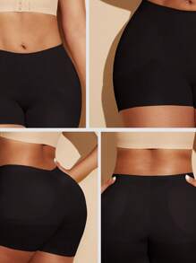 1pc Women Waist Trainer Shorts With Butt Pads, Seamless Shapewear Tummy Control Panty - Black - View 9